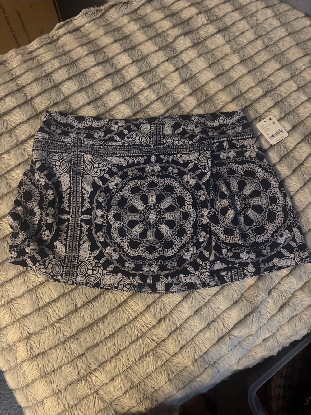 FP Movement by Free People Navy and White Paisley Mini Skirt